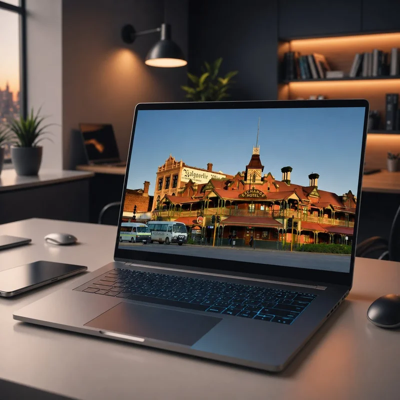 Kalgoorlie Exchange Hotel displayed on a laptop screen representing local business digital presence